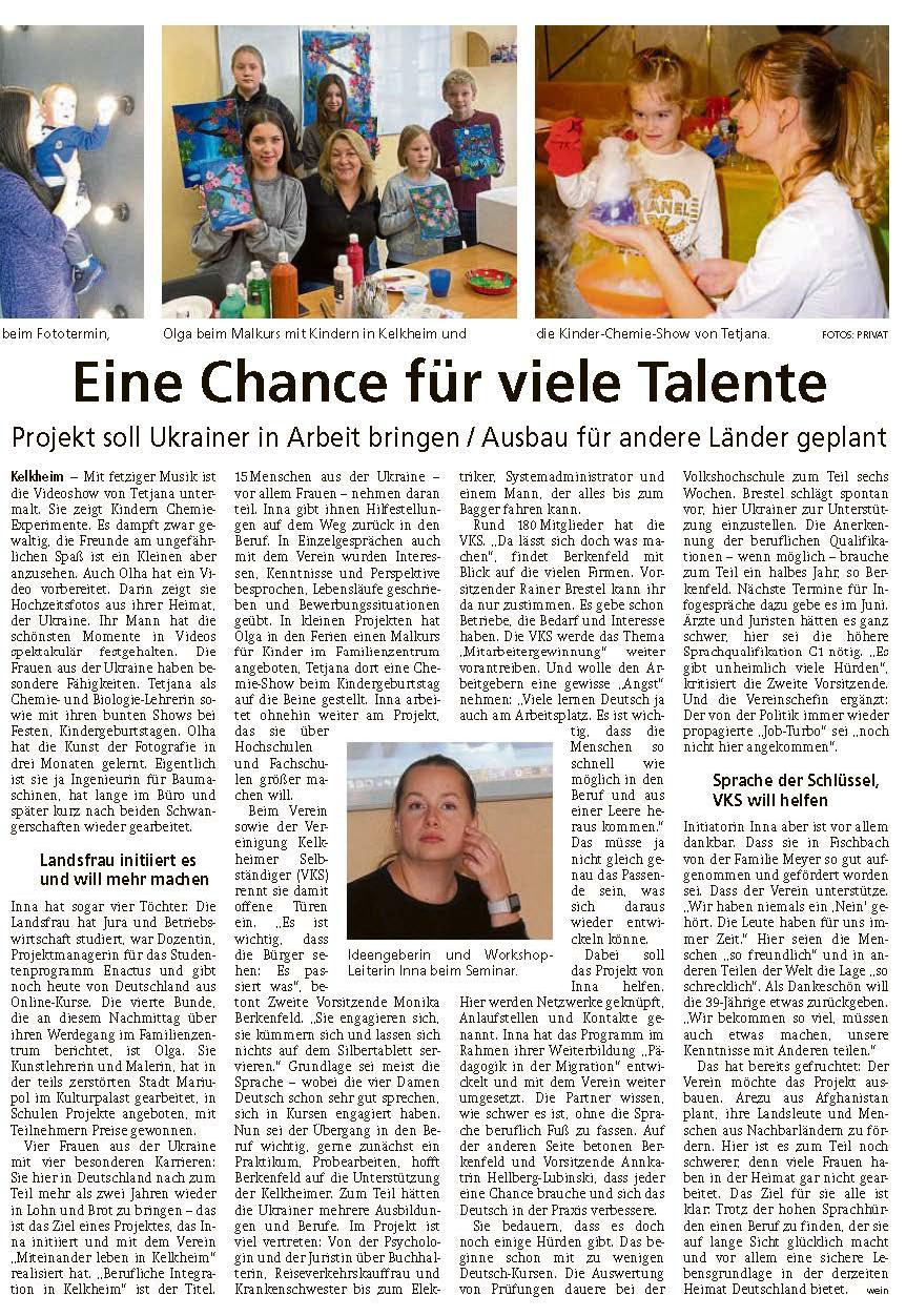 Aus der Kelkheimer Zeitung / FNP vom 22. April 2024
