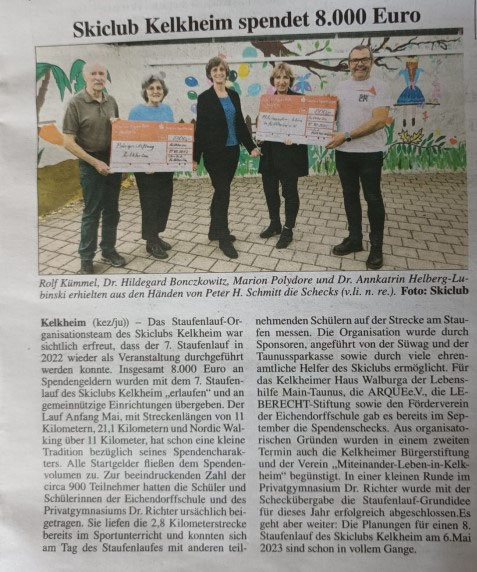 Eine große Spende vom Skiclub Kelkheim